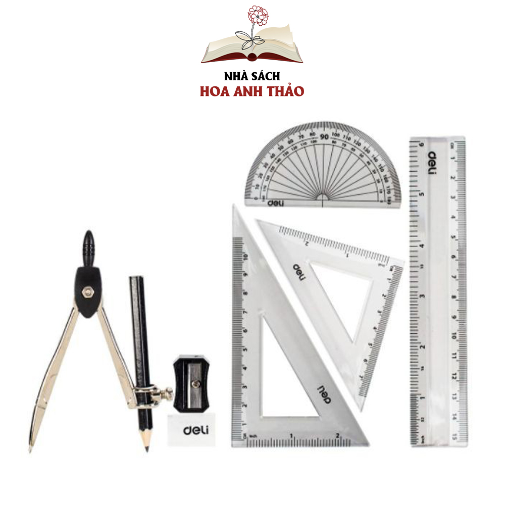 Bộ compa êke Deli 8 món đồ dùng học tập cho học sinh G305 05