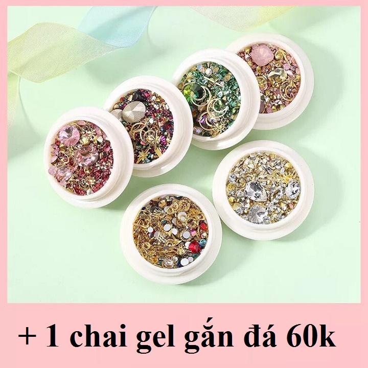 Combo 1 hộp đá gắn móng + 1 chai gel đính đá