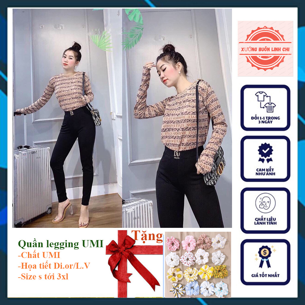 Quần Legging UMI🍀Quẩn skinny nữ DI.O.R, L.V siêu co dãn tôn dáng trẻ trung sành điệu