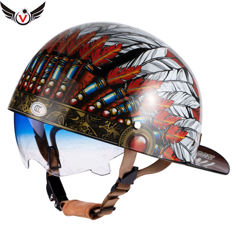 V r mũ bảo hiểm nửa xe tay ga mũ bóng chày mũ bảo hiểm an toàn cho xe máy harley cổ điển xe đạp điện xe máy cổ điển thời trang