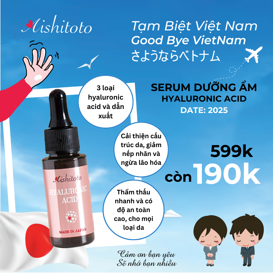 Serum phục hồi da, cấp ẩm Aishitoto Hyaluronic Acid Concentrated 20ml