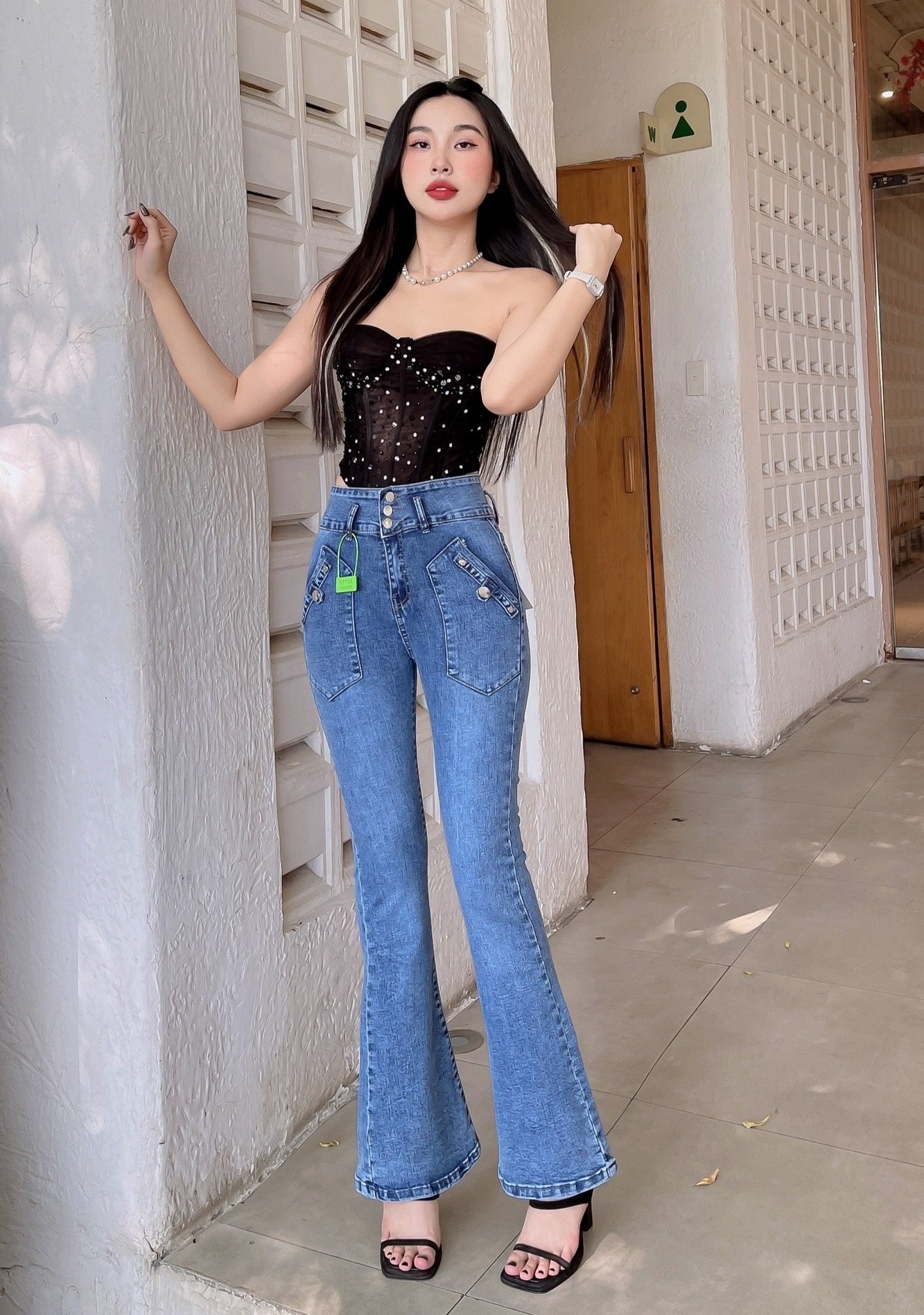 [HCM]Quần Jeans Nữ Ống Loe Dài Thời Trang