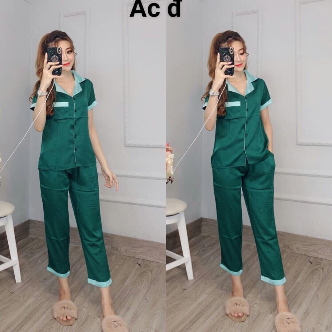 Đồ bộ phi bóng mặc nhà tay ngắn quần dài có phối màu rất dễ thương