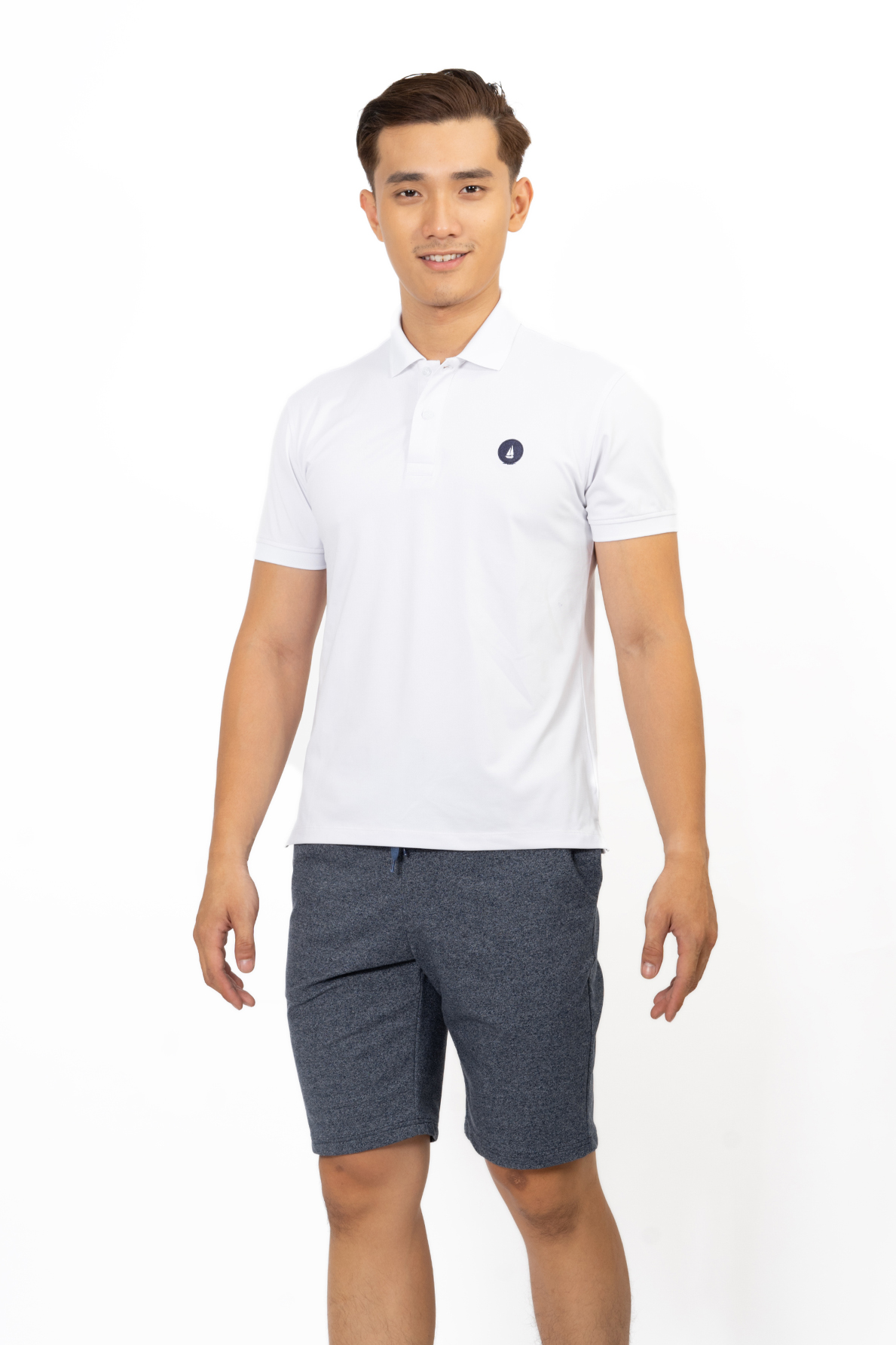 Quần short nỉ lưng thun nam Novelty màu xanh đen Melange 200047Q