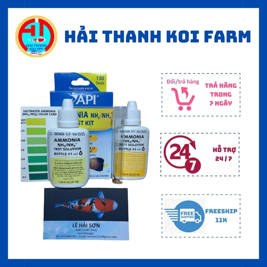 Bộ test Ammonia, kiểm tra NH3/NH4, kiểm tra chất lượng nước cho cá Koi, cá cảnh API- dùng được 130 lần - nhanh chóng, chính xác, dễ sử dụng, tiết kiệm chi phí nuôi cá