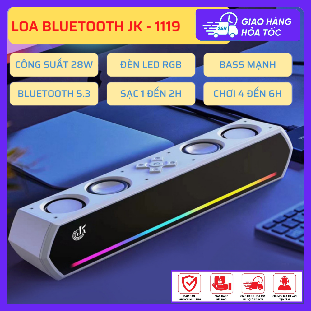 Loa Máy Tính Gaming Soundbar Bluetooth Để Bàn Màu Trắng JK-1119 Led Rgb Loa Vi Tính Âm Thanh Hay Bass Cực Mạnh
