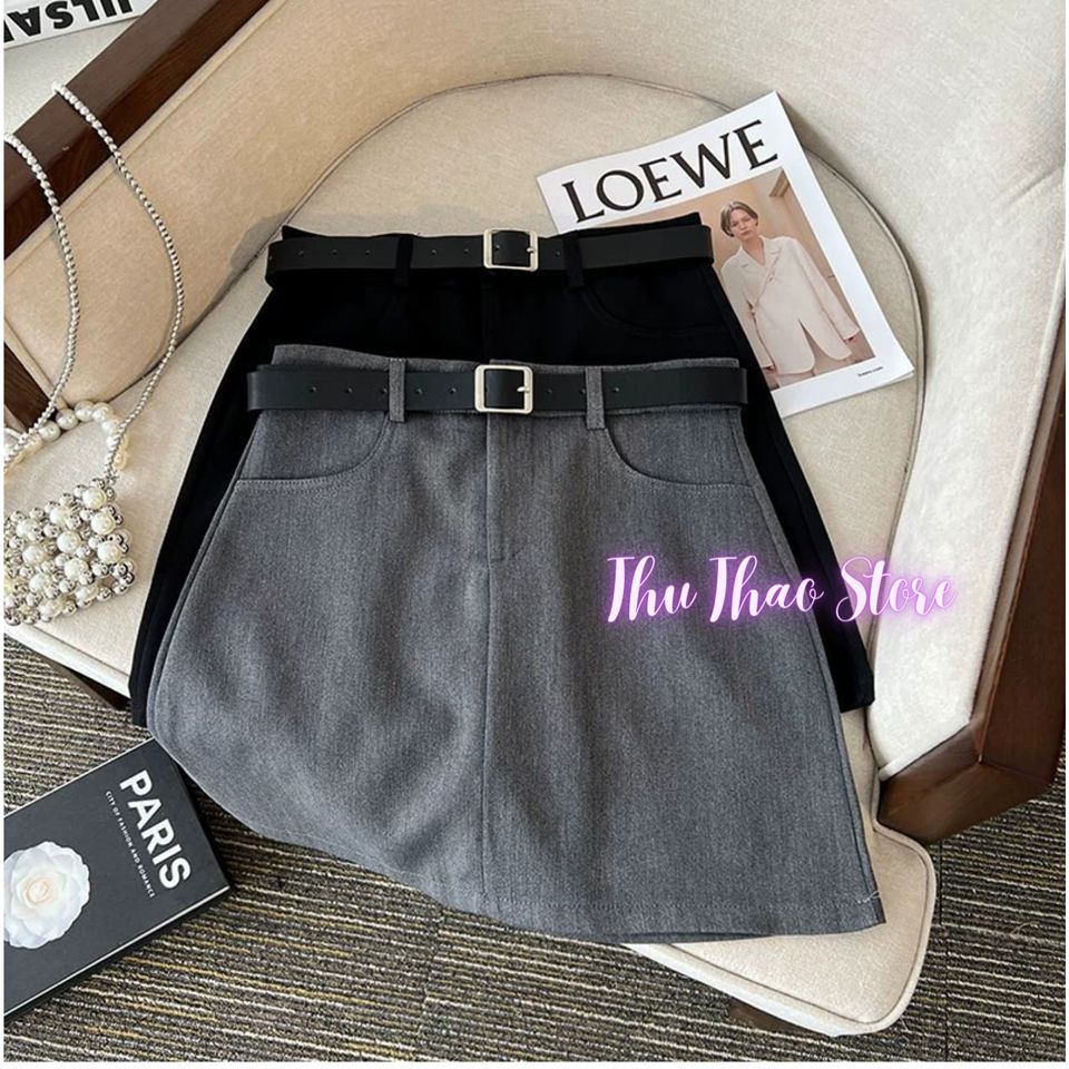 Chân váy chữ A kèm đai vải trượt xước sang xịn có big size.