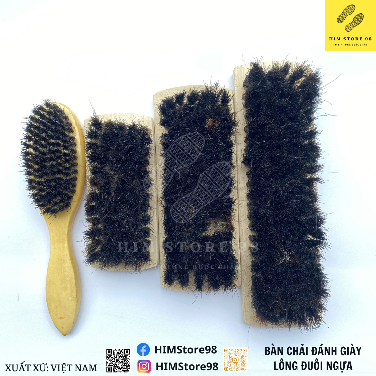 Bàn chải đánh giày lông đuôi ngựa, mềm mại