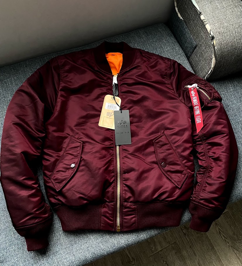 Áo pilot MA-1 hàng chính hãng Alpha industries màu đỏ mận