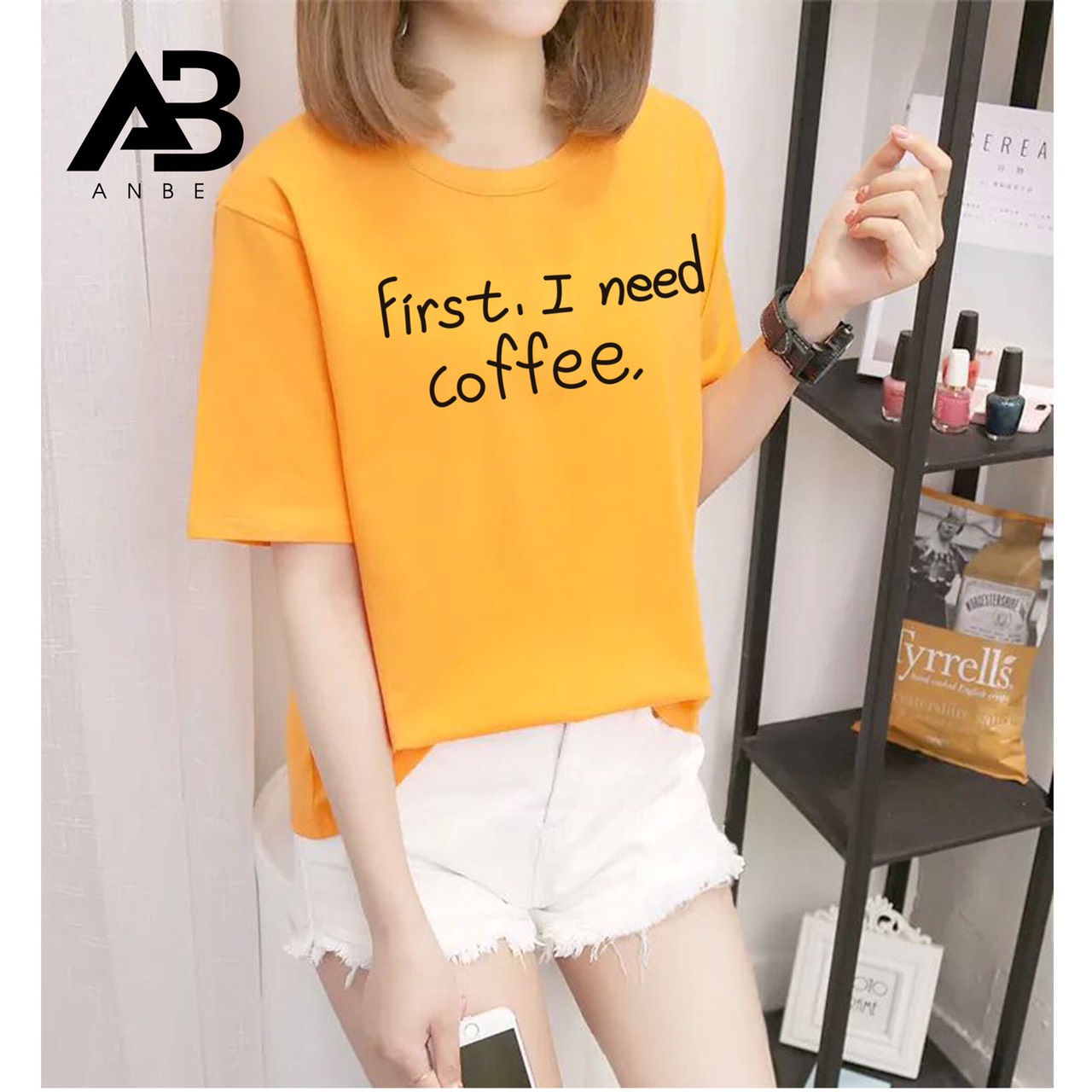 [CHUYÊN SỈ TOÀN QUỐC] Áo Thun Nữ  Cổ Tròn Tay Lỡ Form Rộng Chữ Need Coffee Đẹp Giá Rẻ 10k Phong Cách Hàn Quốc Kiểu Hot 2022 Anbe