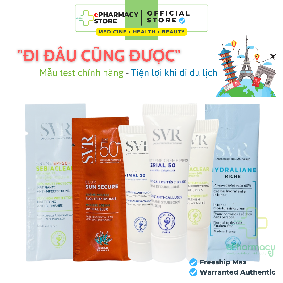 Sample dùng thử svr - mẫu mỹ phẩm dùng thử và mang đi du lịch siêu tiện lợi