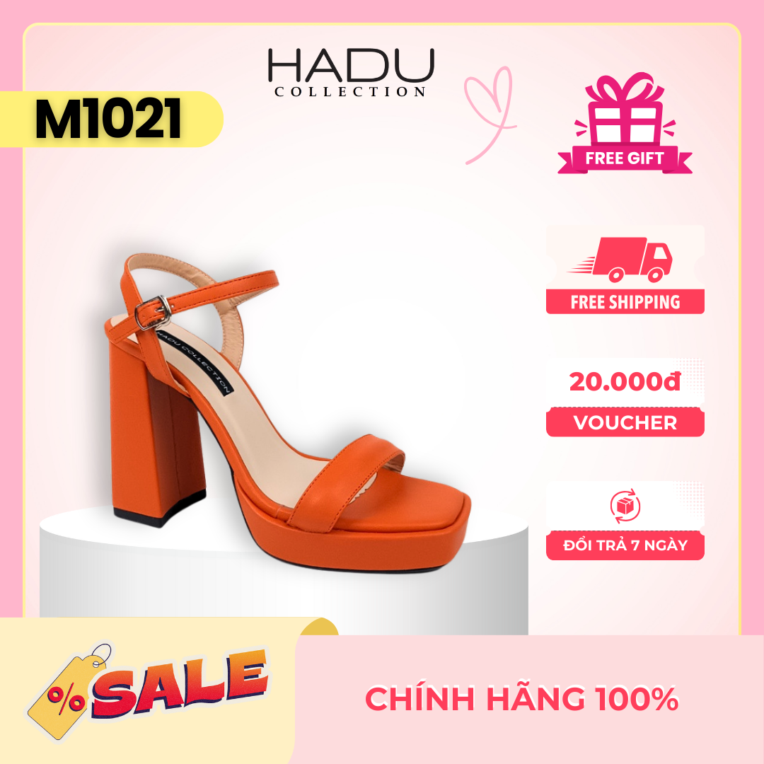 Giày cao gót nữ dép sandal cao gót 12p gót thô colomo hadu m1021 quai ngang đế đúp trước 3cm