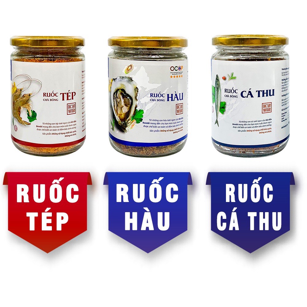 Set 3 hộp ruốc hải sản bavabi hũ thuỷ tinh - đặc sản quảng ninh