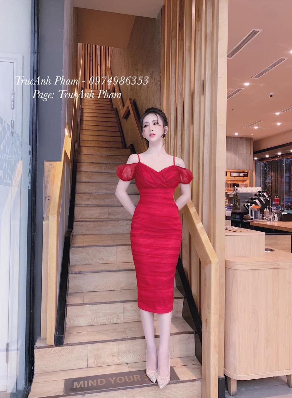 Đầm lưới rớt vai-QH