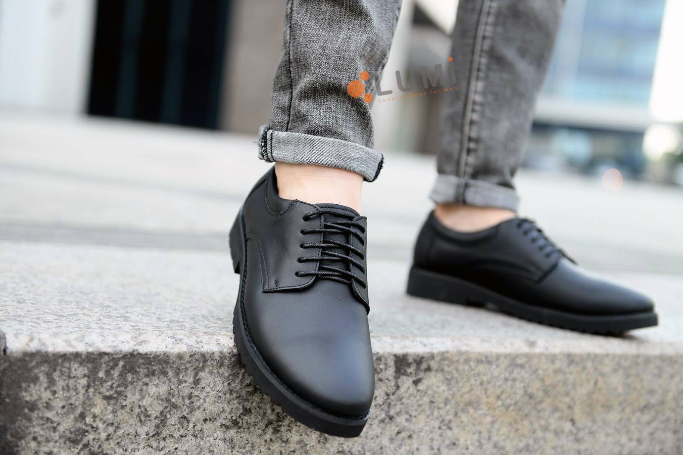 Giày tây nam buộc dây kiểu dáng Derby - Giày da nam Đế cao 3cm tôn dáng- Chất liệu da bò thật 100% đế cao su non êm chân bền đẹp- Bảo hành 1 đổi 1- G172- Giày 3V
