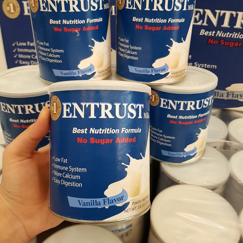 Sữa bột không đường entrust milk hộp 400g của mỹ - date 2023