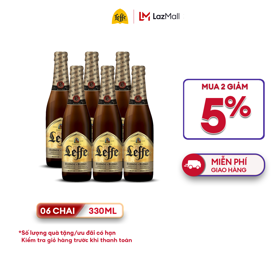 Lốc 6 chai bia ale leffe blonde