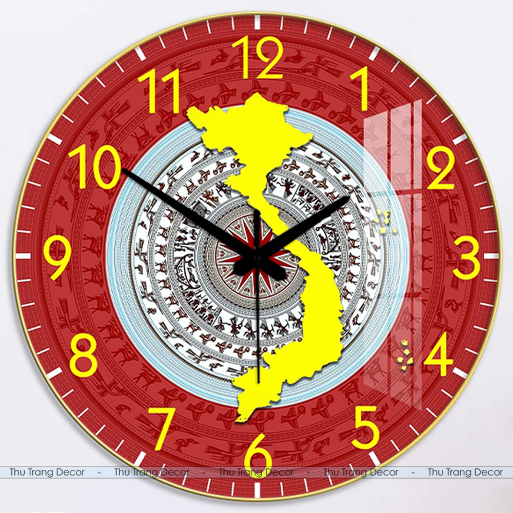 Đồng Hồ Tròn Tráng Gương Treo Tường "VIỆT NAM" In UV 5D Cao Cấp