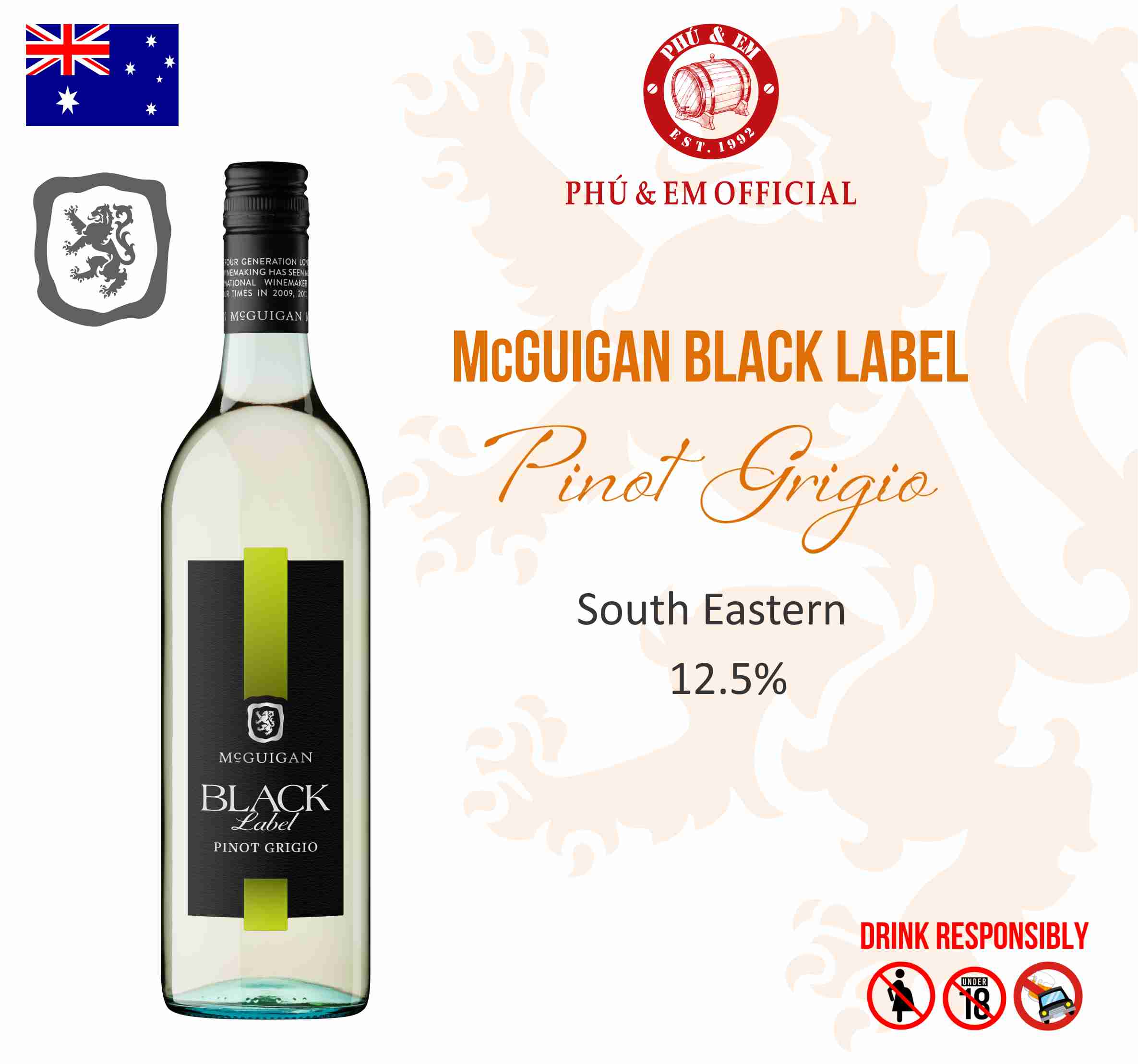 Rượu Vang Trắng Úc McGuigan Black Label Pinot Grigio