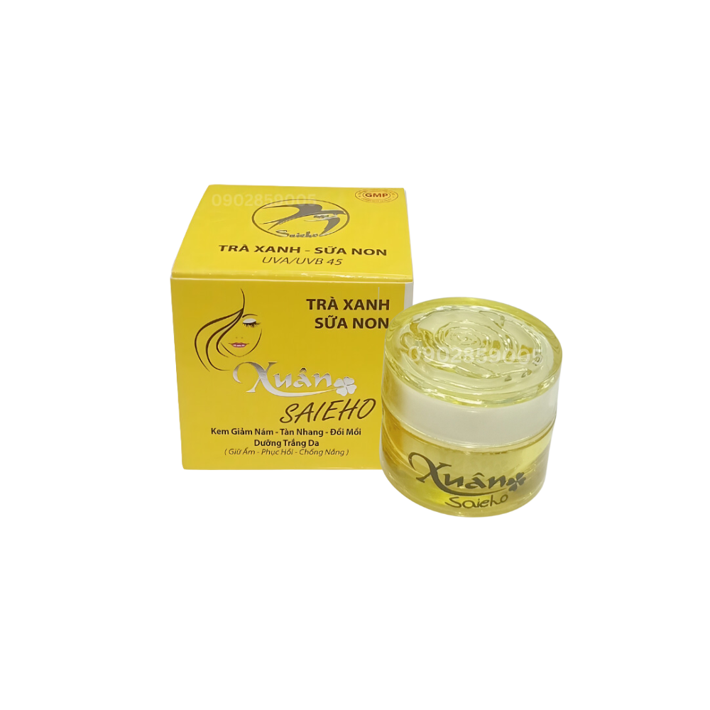 Kem xuân saieho nám tàn nhang đồi mồi trắng da trà xanh sữa non 12g