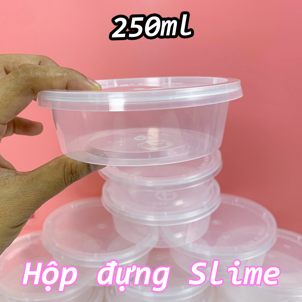 Hộp đựng slime 250 ml - hũ dẹt đựng slime size l - nguyên liệu làm slime