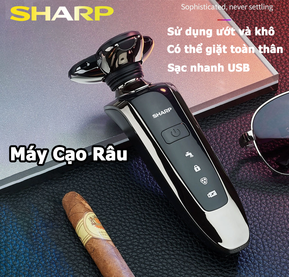 Sharp Máy cạo râu không dây nam Máy cạo râu chống nước nam Toàn bộ cơ thể có thể giặt được Bán Chạy Máy cạo râu điện Dao cạo râu điện Đầu cạo 3D Pin sạc siêu khỏe Máy cạo râu khô ướt đều được