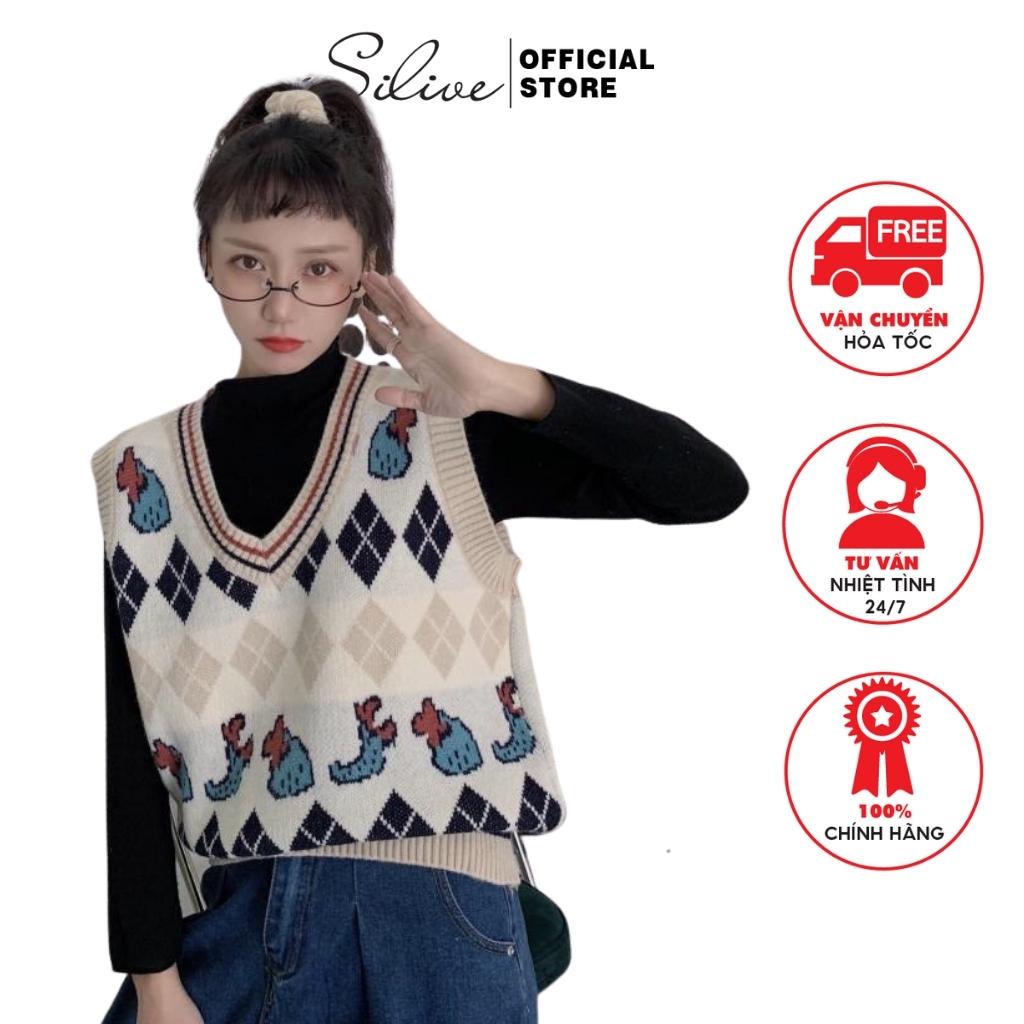 Áo len gile, áo gile len nữ, áo gile nữ hoạ tiết thổ cẩm, chất len mềm mại hàng QC loại 1