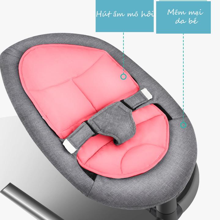 Nôi bập bênh cho bé có màn chống muỗi WS-HB08, Ghế rung ngủ cho bé kèm màn chống muỗi siêu nhẹ siêu gọn 2 màu hồng, xám nhập khẩu Đài Loan