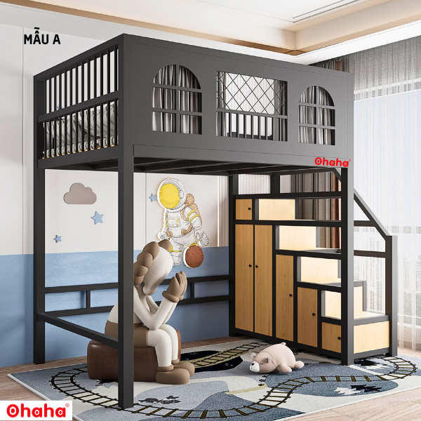 [ Freeship HCM] [ Trả góp 0%]  [Có ảnh và video thực tế] GIƯỜNG TẦNG THÔNG MINH KHUNG SẮT OHAHA - GTS002