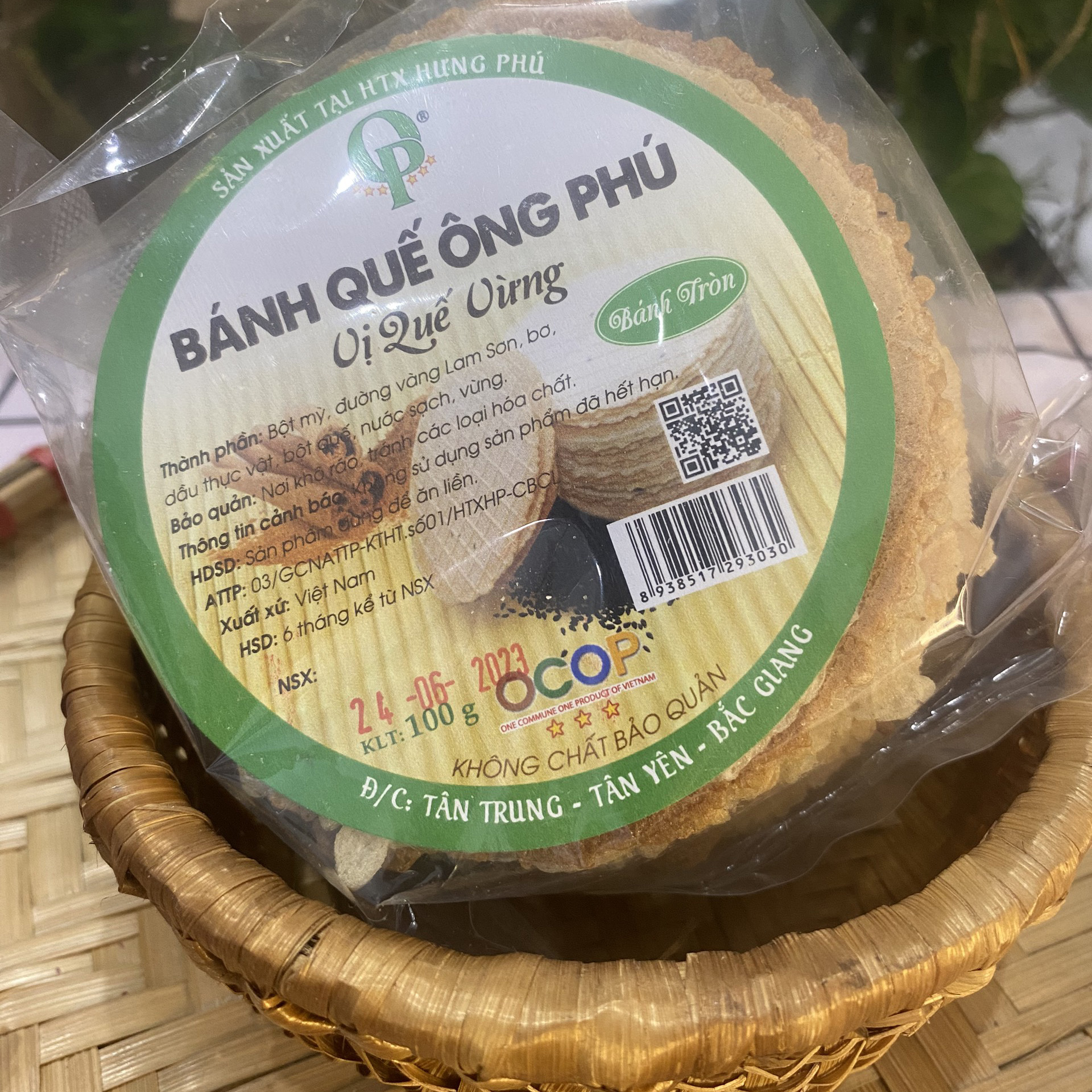 Bánh quế ông Phú hương vị tuổi thơ, bánh quế đặc sản bắc giang loại tròn vị quế vừng