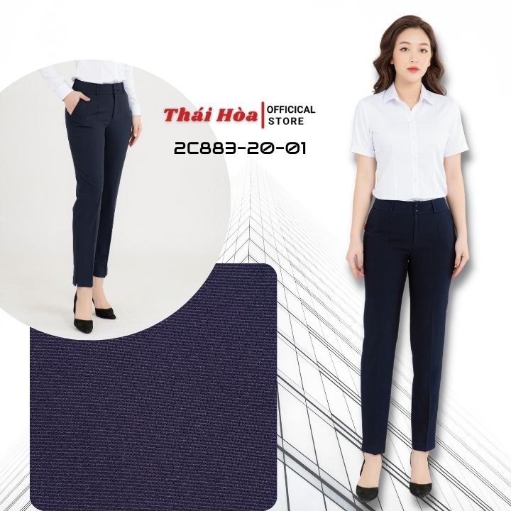 Quần tây nữ thái hòa 2c883-20-01 .quần tây nữ 9 tấc , màu tím than trơn bóng , mềm , mịn