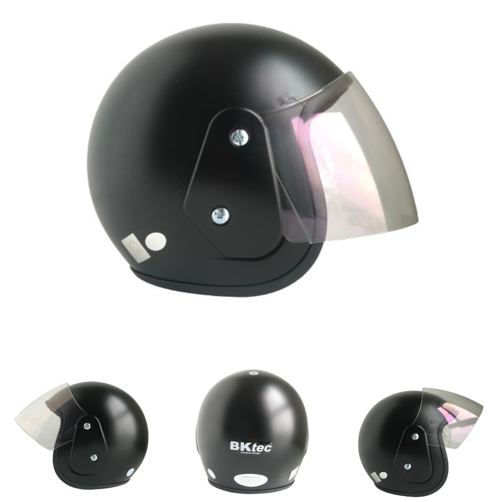 Mũ bảo hiểm trùm 3/4 đầu siêu đẹp - BKtec - BK19 đen nhám - Kính trong suốt - Vòng đầu 56-58cm - Hàng chính hãng - Bảo hành 12 tháng