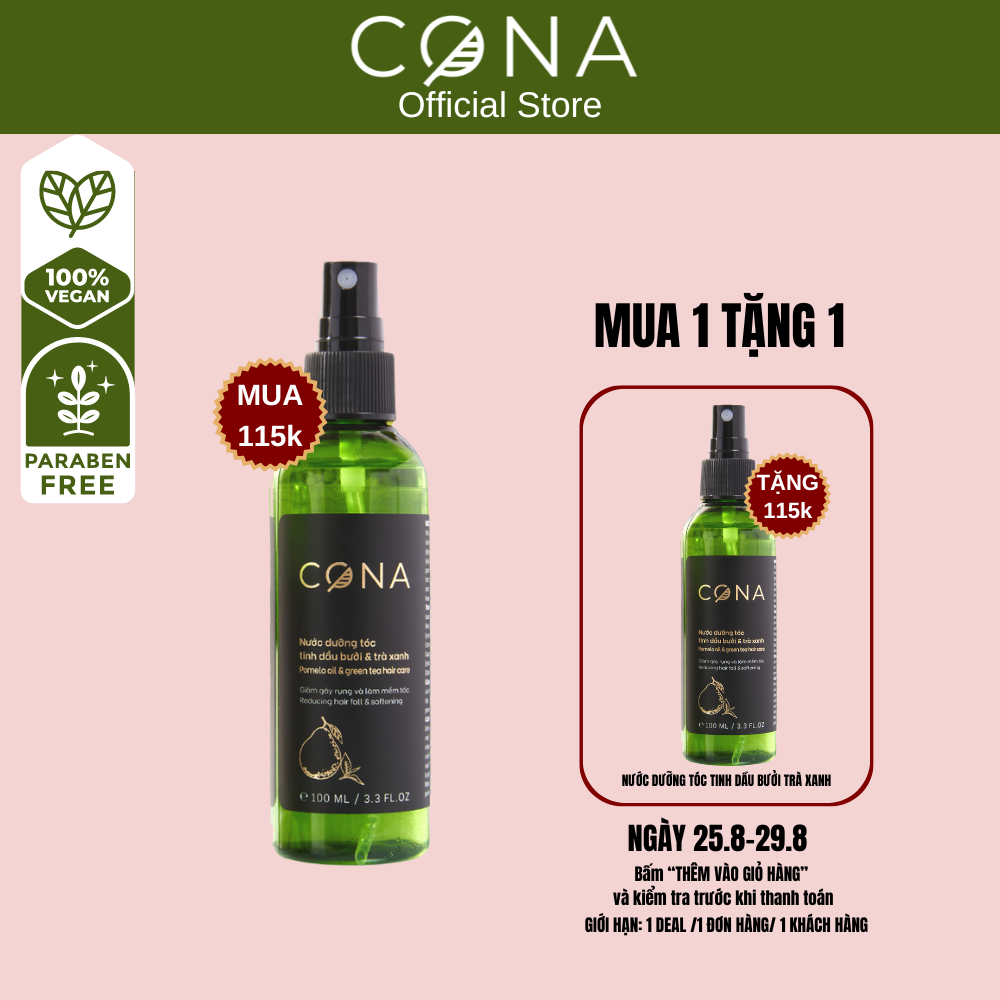 Tinh dầu bưởi trà xanh kích mọc tóc cona 100ml giúp tóc chắc khỏe, giảm rụng tóc và giúp tóc mọc nhanh