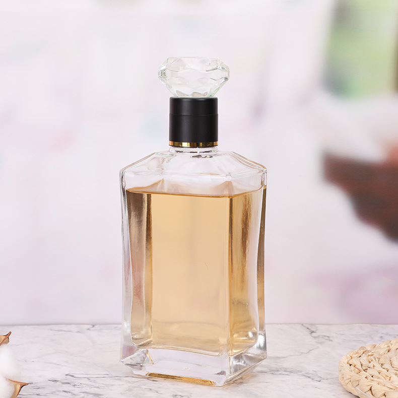 Chai thuỷ tinh vuông dẹp 500ml nắp thuỷ tinh cao cấp đựng rượu ms18