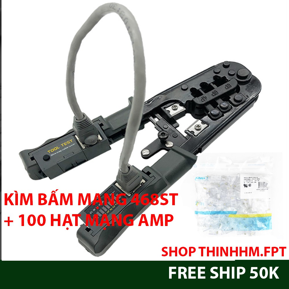 [HCM][COMBO ] Kìm / Kềm Bấm Cáp Mạng LAN Cao Cấp + 100 Hạt Mạng AMP | Modular Plug Crimper Pliers RJ45 / RJ11