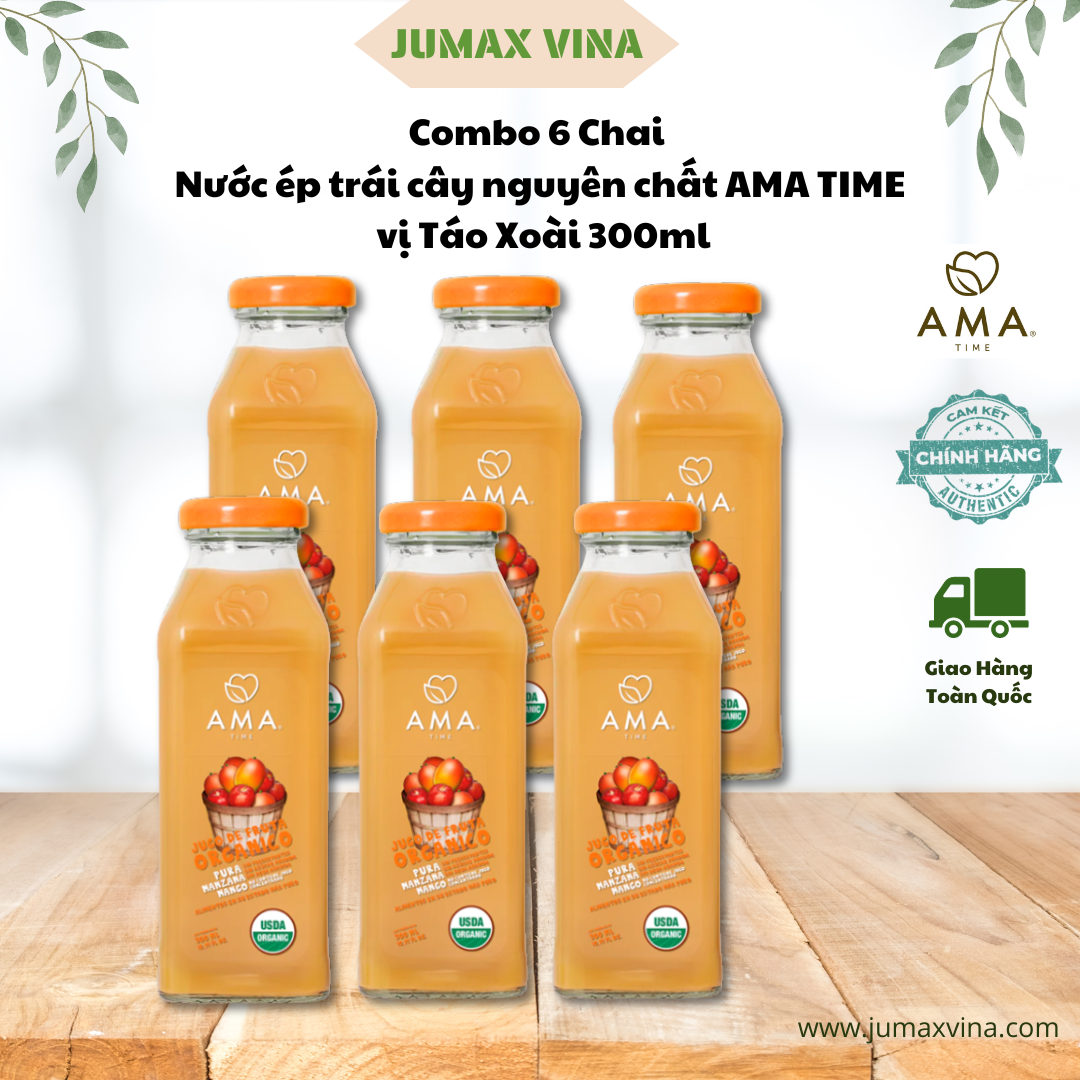 Combo 6 bottles of apron time pure fruit juice 300ml mango flavor