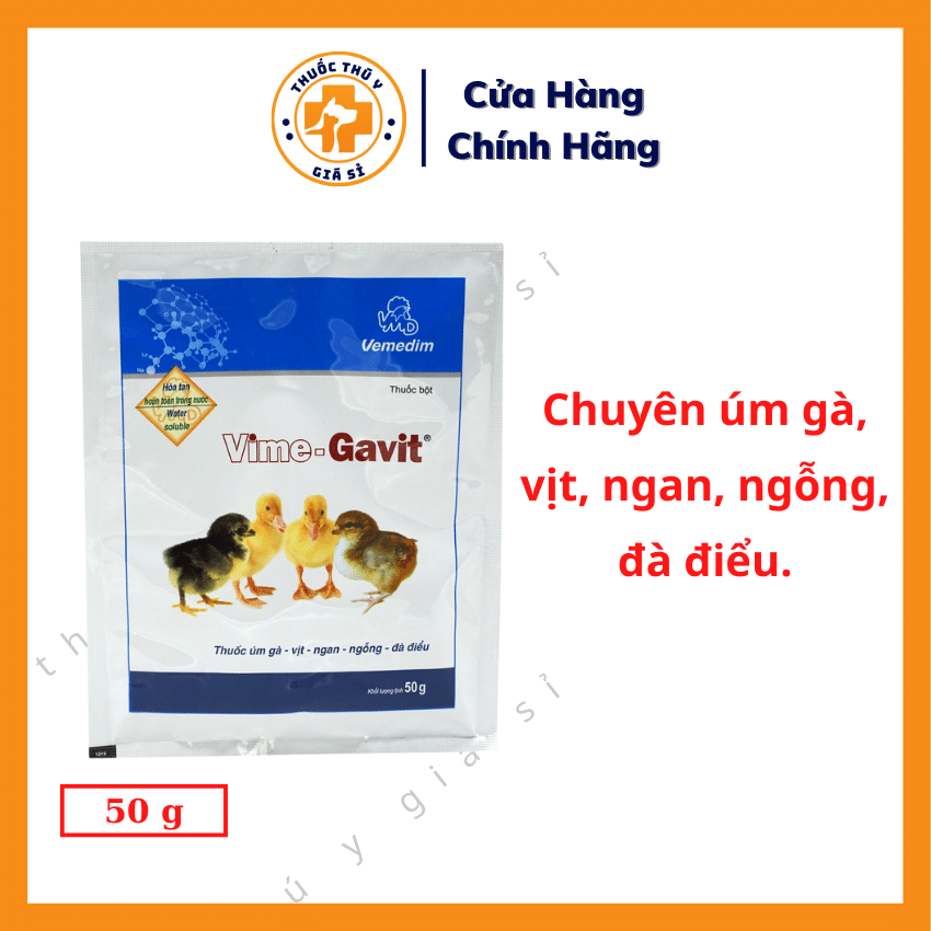 "Hoàn tiền đến 10%" Vemedim Vime Gavit 50g - Dùng Cho Úm Gà, Vịt, Ngan, Ngỗng, Đà Điểu, Trị Hô Hấp Mãn Tính - Thú Y Giá Sỉ