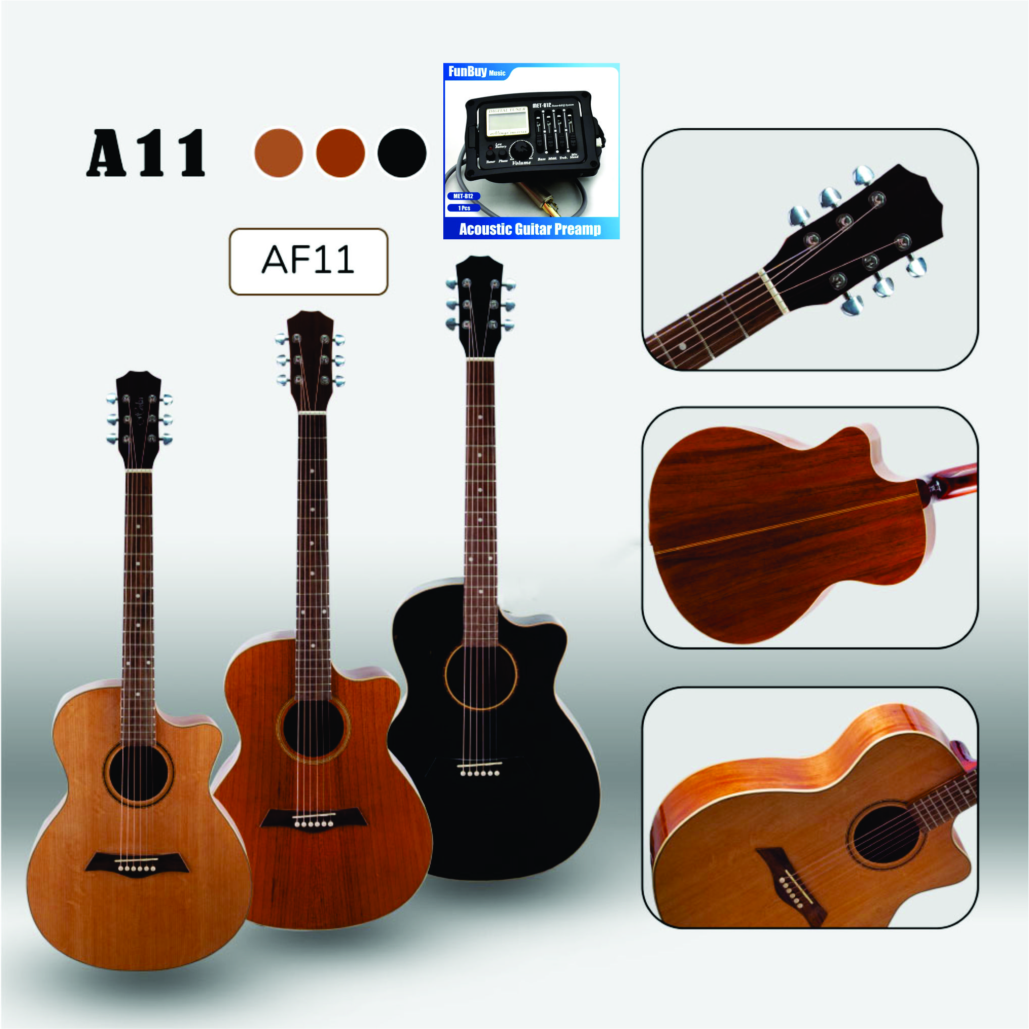Đàn Guitar Acoustic A 11 Series Giá Tại Xưởng Mới - Gỗ Hồng Đào Siêu Đẹp - Kèm Nhiều Phụ Kiện Kết Hợp EQ Kết Nối  Ra Loa