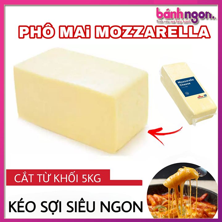 🍩🍩🍩Phô Mai Mozzarella Đức nguyên cục 500gam làm Phô mai que Pizza Phủ Tokbokki - TÁCH TỪ TẢNG 5KG🍩🍩🍩