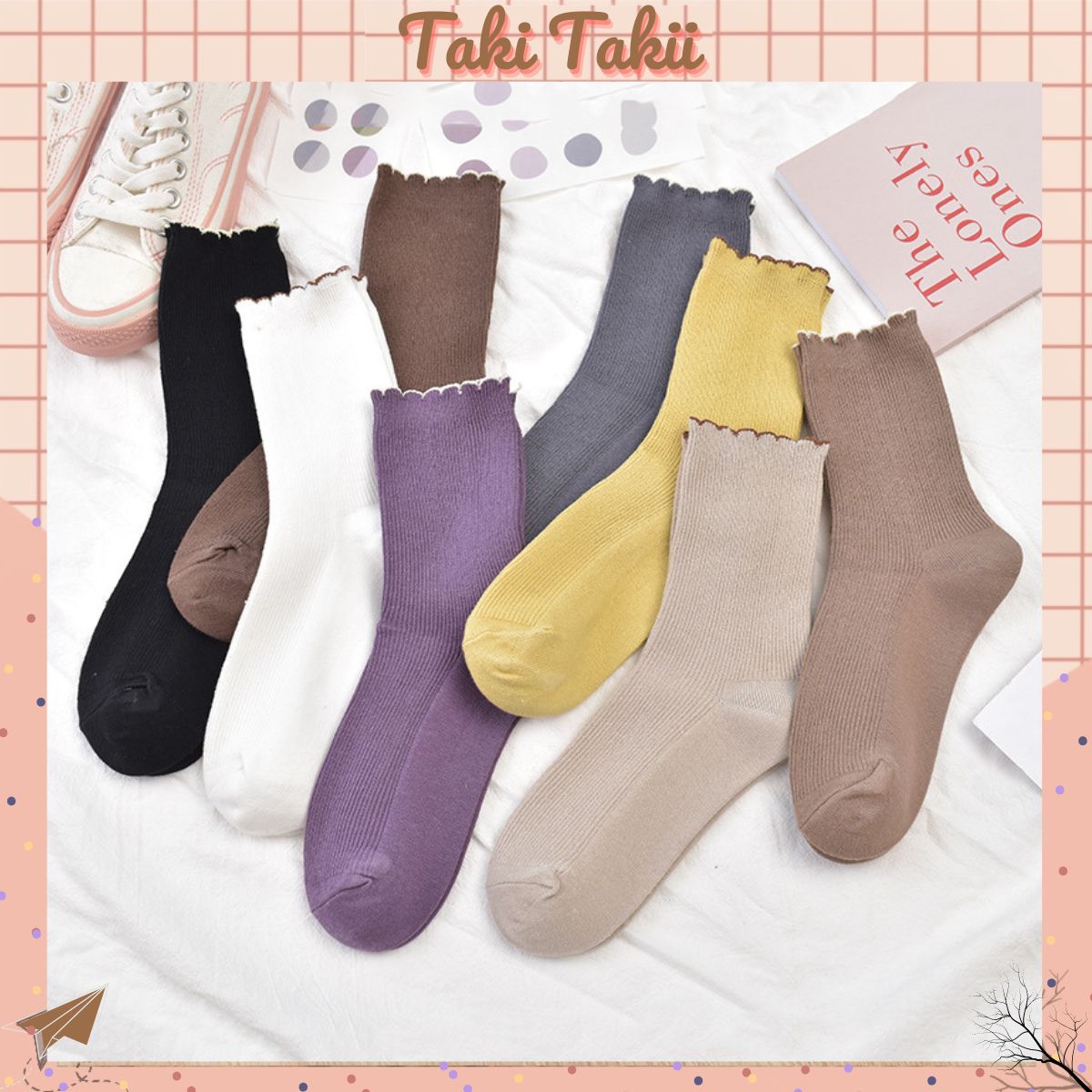 Tất bèo nhún cổ cao nữ chất liệu cotton cao cấp phong cách Hàn Quốc, vớ nữ cổ bèo chất vải co giãn 4 chiều thoáng khí, thấm mồ hôi, chống ma sát