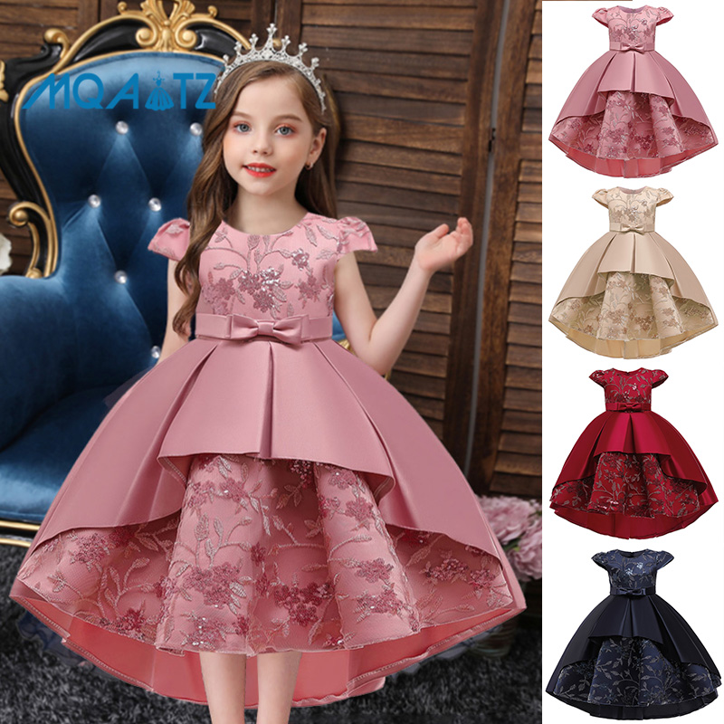 MQATZ Đầm Bé Gái 2-8 Tuổi Đầm Thêu Hoa Đuôi Cá Dự Tiệc Sinh Nhật Không Tay T5170