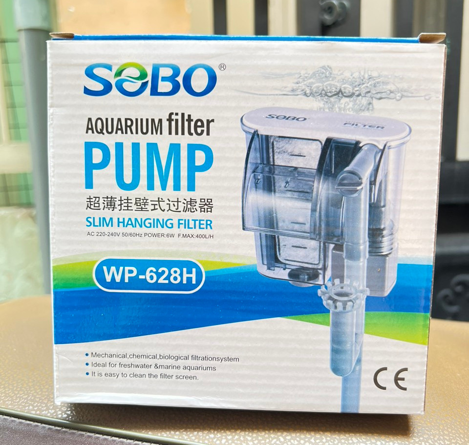 Lọc treo Slim Sobo WP-628H 6W kèm lọc váng dành cho hồ cá, hồ thủy sinh nhỏ