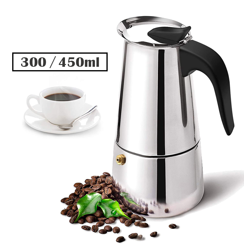 Nataku 6/9 Cup Moka Pot Máy Pha Cà Phê Bằng Thép Không Gỉ Bình Pha Cà Phê Moka Có Van An Toàn