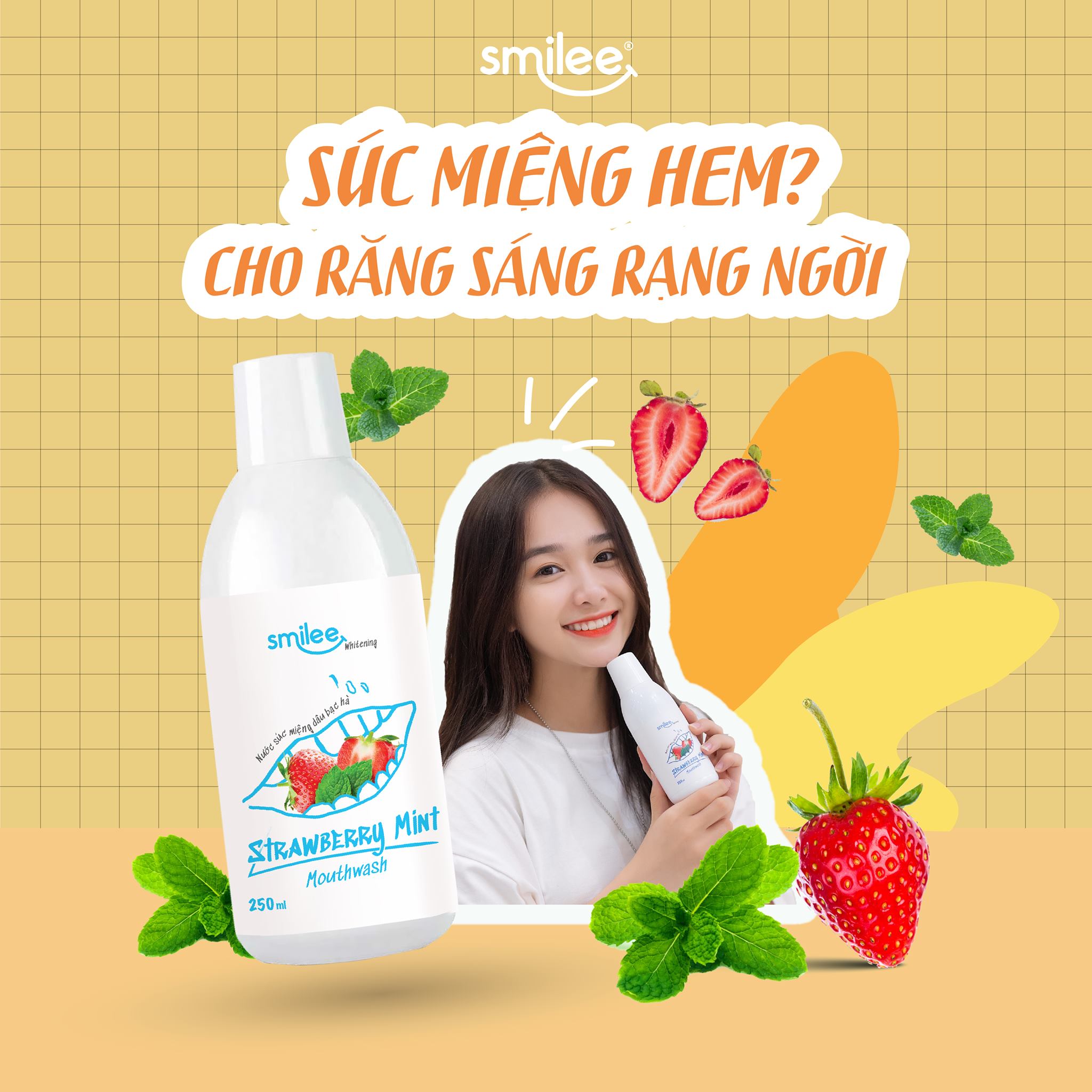 [HCM][Tặng bàn chải Hàn Quốc+Sale 50%+Freeship] Nước Súc Miệng Smilee hương trái cây thơm mát Răng sạch trắng khỏe hơi thở thơm mát