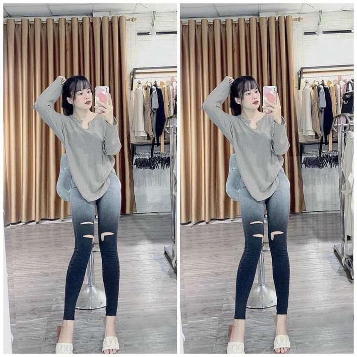 Quần bò loang rách gối kèm ảnh thật