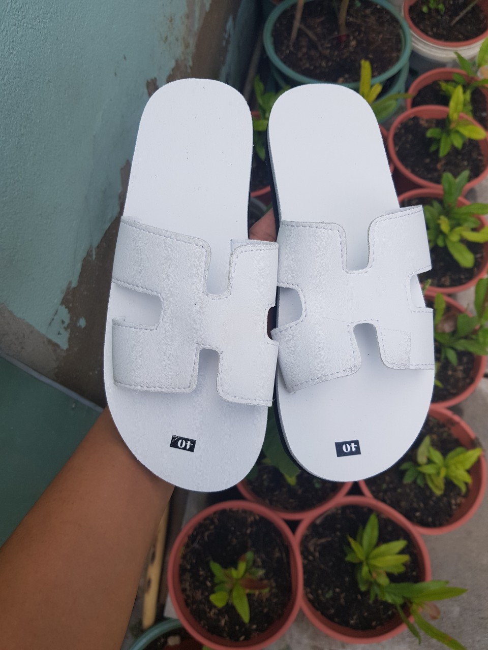 sandal chip chip dép quai chữ H trắng đế trắng nữ size từ 35 nữ đến 43 nam
