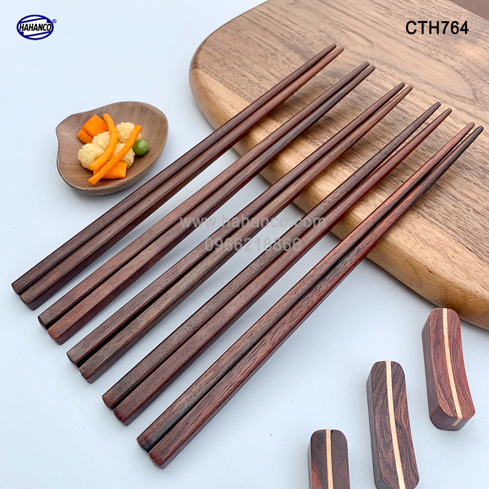 Đũa nhật gỗ trắc đầu vuông siêu sạch - đũa xuất nhật - cth764 - hahanco