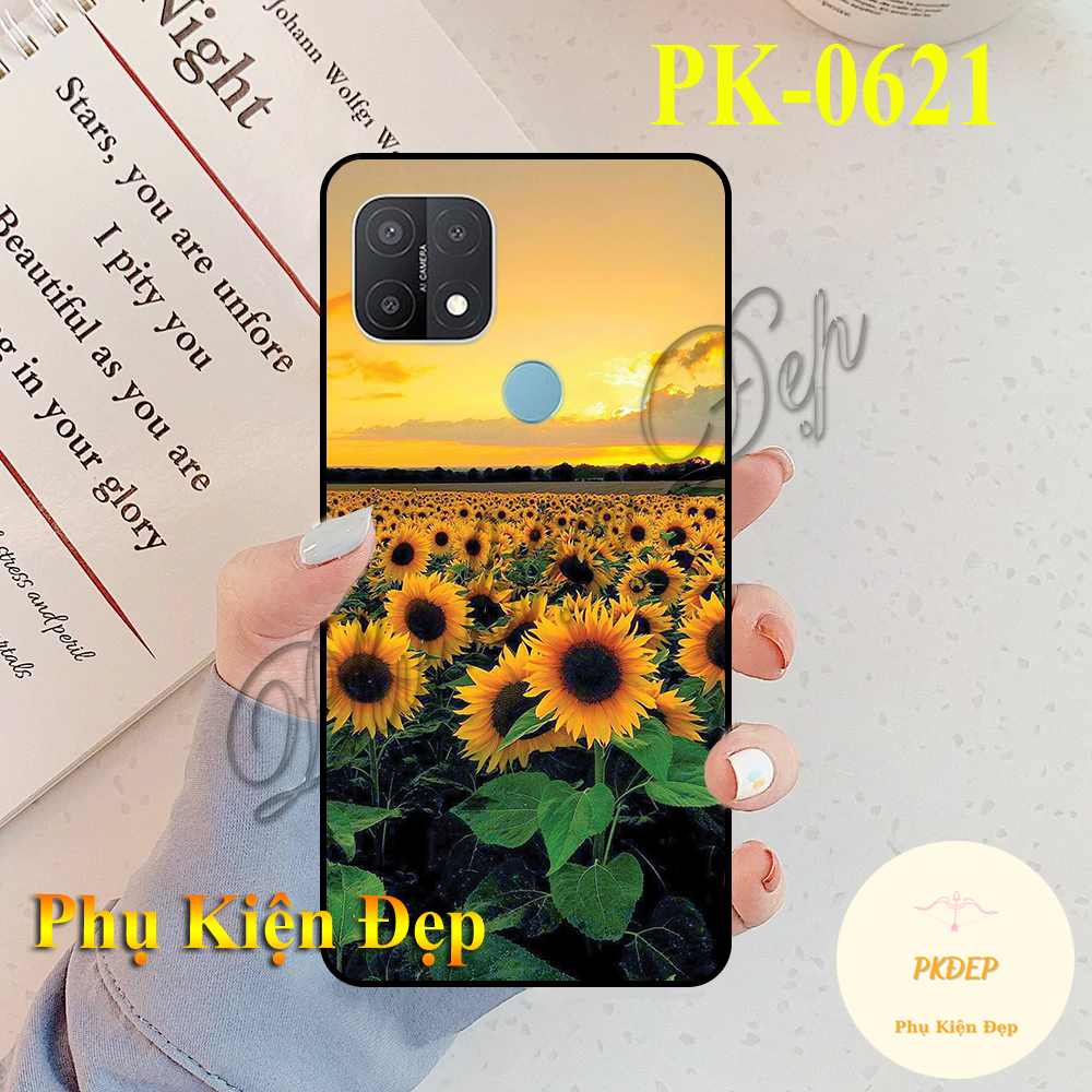 Ốp lưng oppo a15 - ốp dẻo đen in hình hoa hướng dương