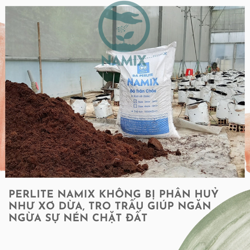 Đá Perlite Namix Bao 100L đầy trồng cây / Đá trân châu - Giá thể trồng cây hoa chậu nhà phố, giá thể tơi xốp, nhẹ thoát nước và giữ ẩm tốt. Trồng hoa ươm cây, trồng thủy canh