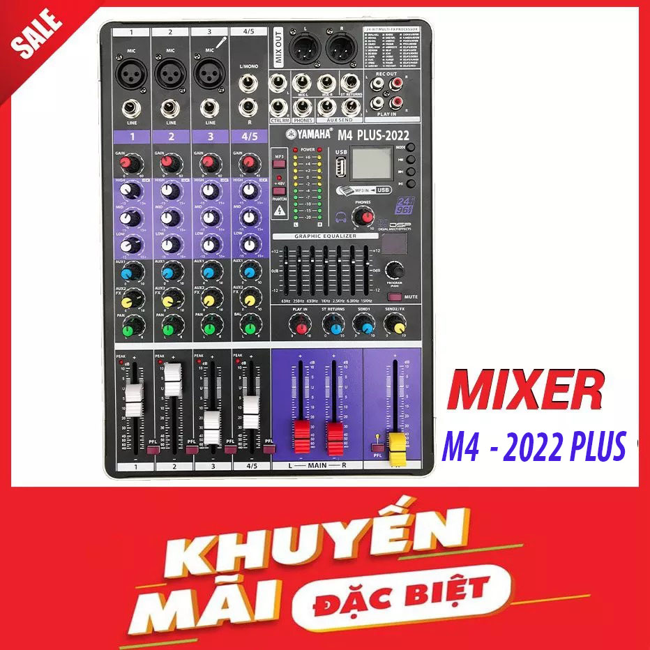 NEW 2024 | Mixer Livestream Không Dây Mixer Yamaha M4 USB, Bộ Bàn Mixer Chống Hú, Bàn Trộn Âm Thanh 